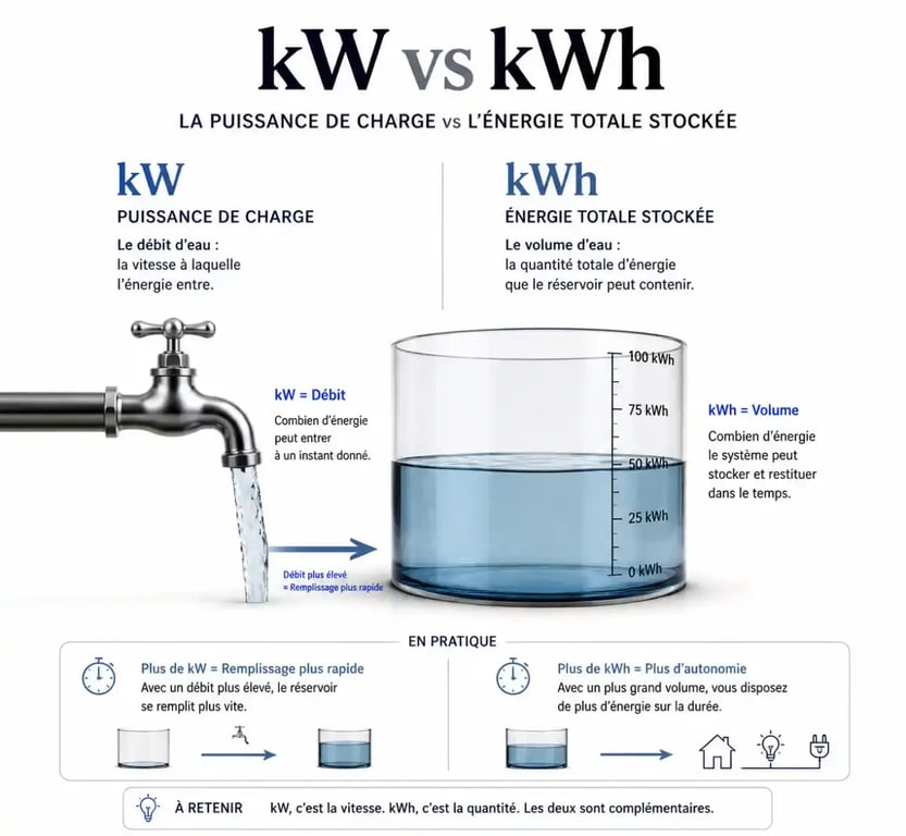 Différence entre kW et kWh pour la recharge d'une voiture électrique