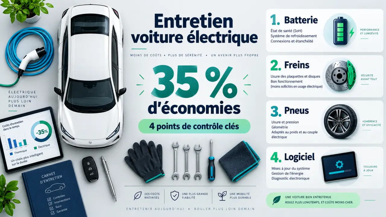 Entretien voiture électrique : 35 % d'économies et 4 points de contrôle clés