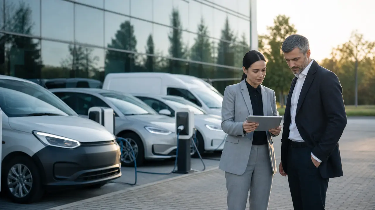 Véhicule électrique connecté dans un environnement de laboratoire automobile futuriste