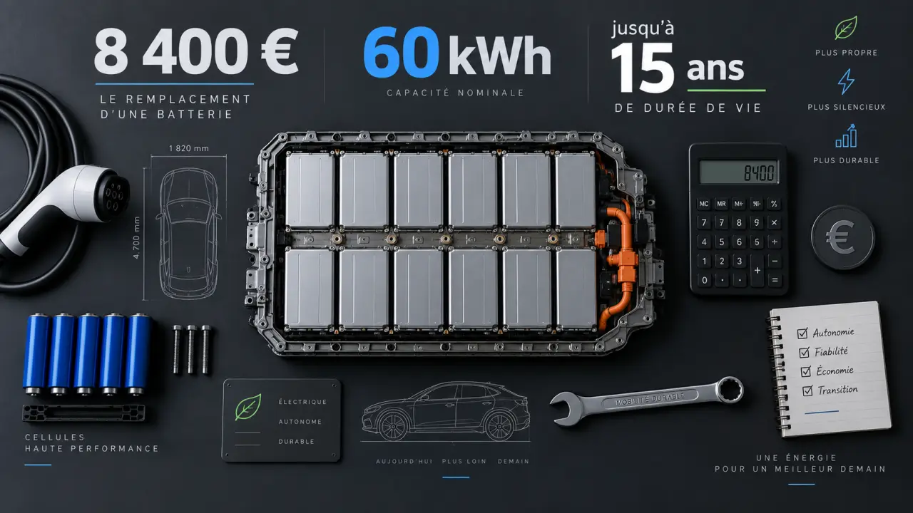 Batterie de voiture électrique : 8 400 € pour 60 kWh, jusqu'à 15 ans de durée de vie