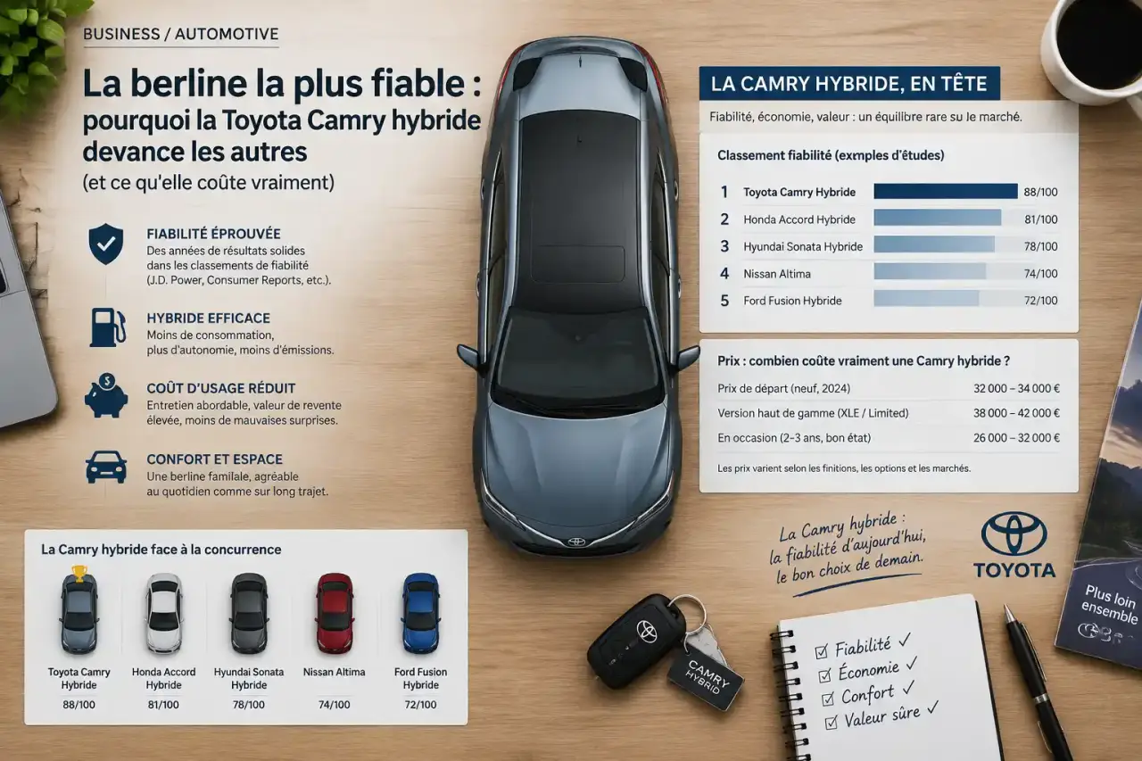 La berline la plus fiable : pourquoi la Toyota Camry hybride devance les autres (et ce qu'elle coûte vraiment)