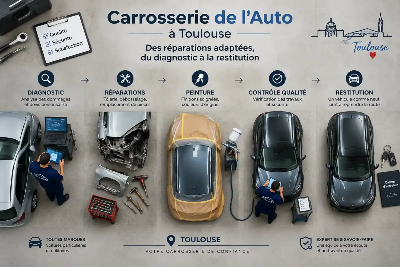 Carrosserie de l’Auto à Toulouse : des réparations adaptées, du diagnostic à la restitution