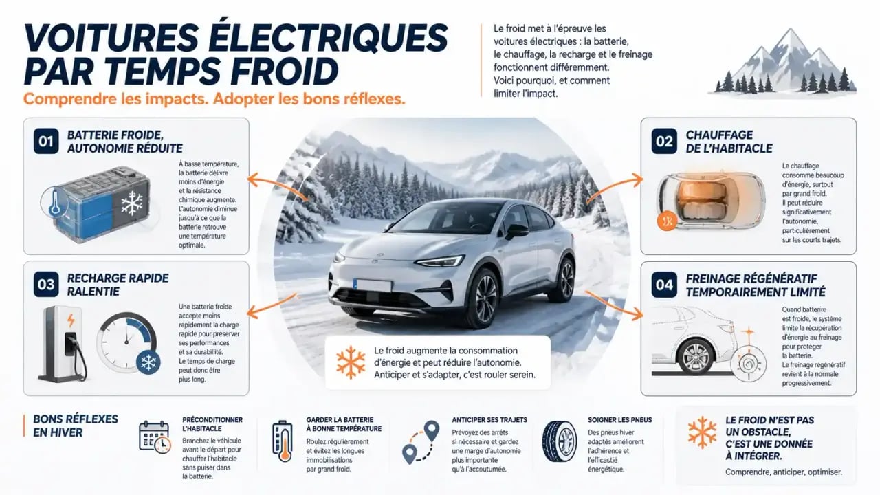 Voitures électriques par temps froid : effets sur l’autonomie, le chauffage et la recharge