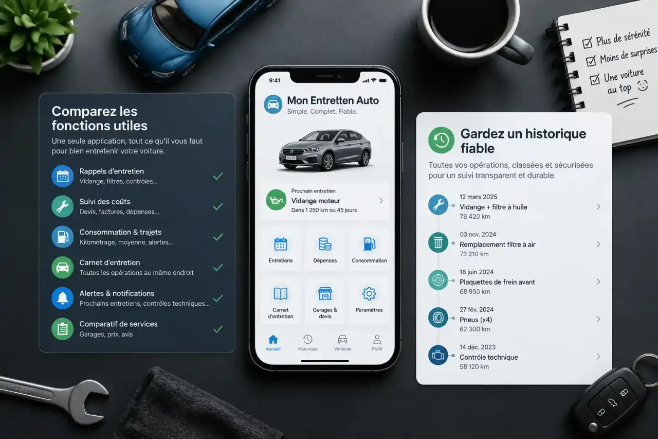 Application entretien voiture : comparez les fonctions utiles et gardez un historique fiable