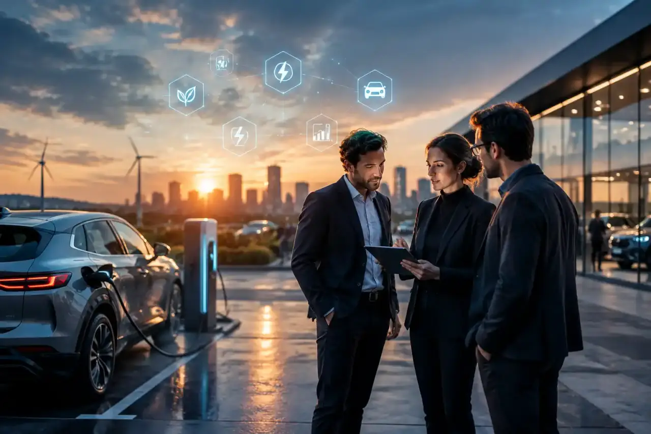 Concept-car futuriste dans un laboratoire d'innovation technologique